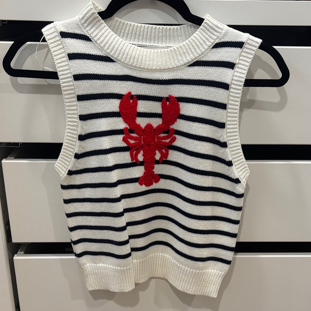 Jessica Simpson Nautical Striped Sweater with Red Lobster